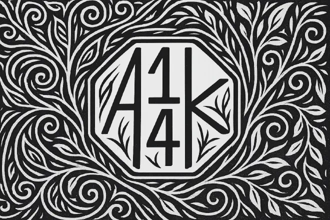 A celtic knotwork remix of the A14K logo.